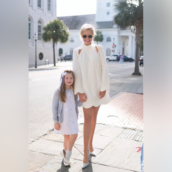 New Anthropologie BHLDN Kaia Long-Sleeve Cutout Tie-Neck Mini Dress - Picture 2 of 6